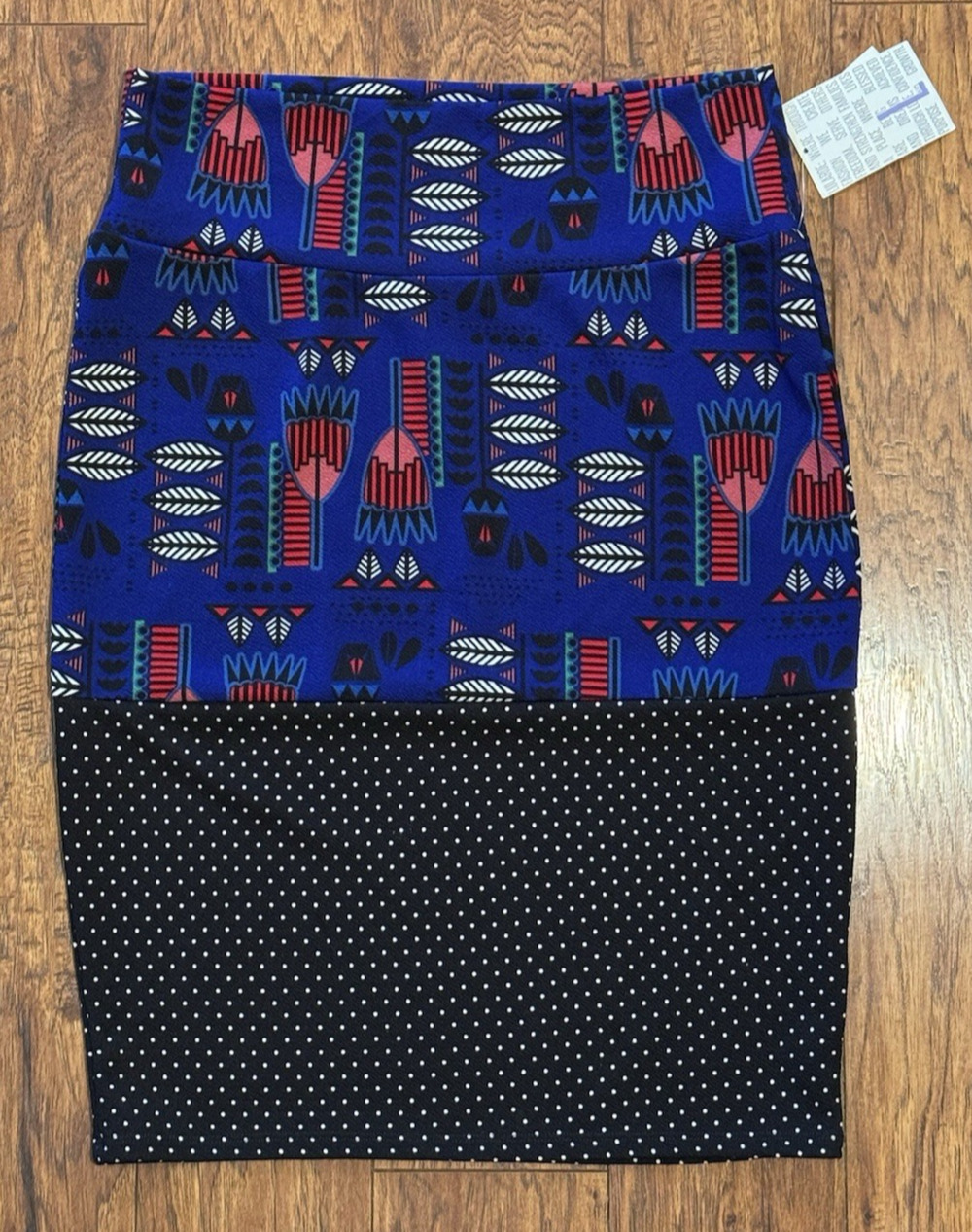 Lularoe Blue/Polka Cassie Skirt - Women’s Size L
